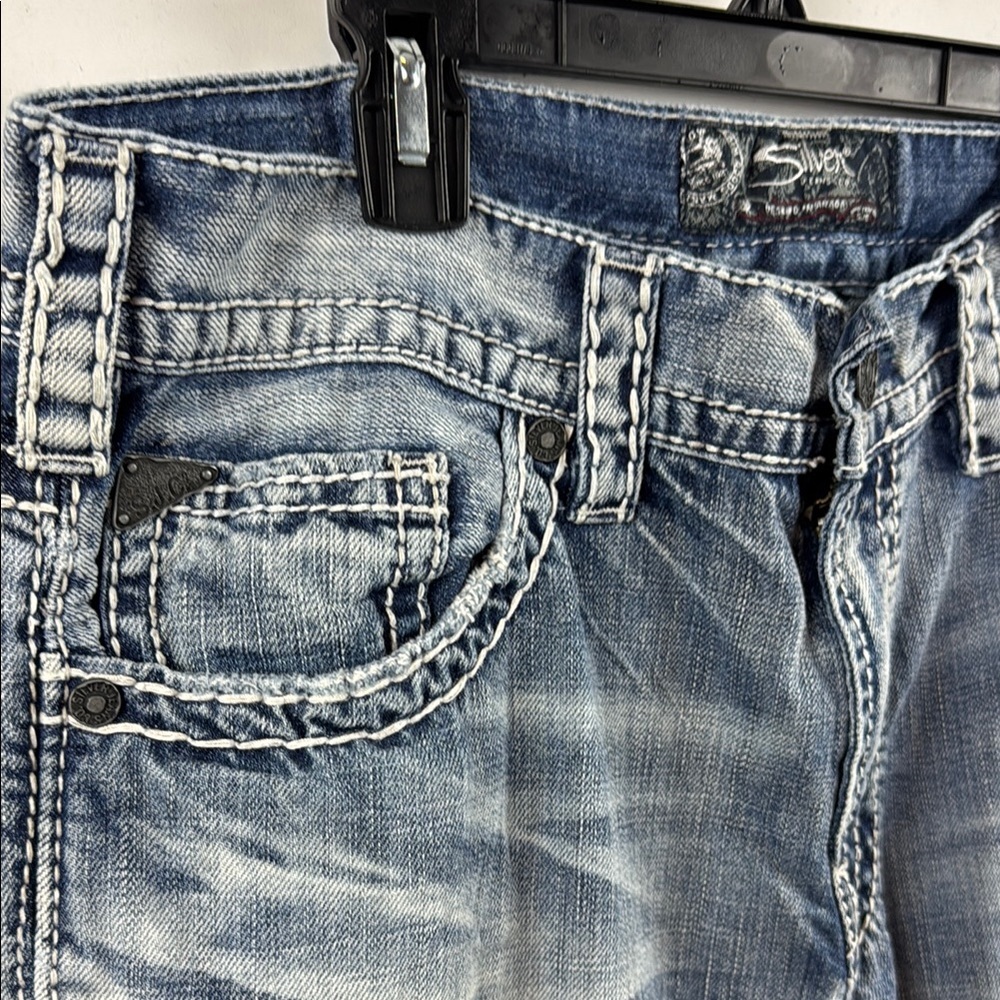 Silver Co Men's Light Blue Nash straight-leg Distressed Jeans Size 34 - Picture 8 of 14